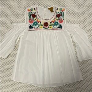 Wrangler Cold Shoulder White Blouse with Floral Detail